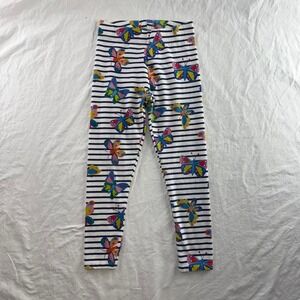Boden Girls White Striped Butterfly Leggings Sz 7-8Y